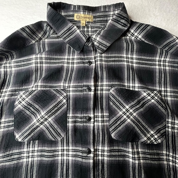 Democracy Women's Rare Medium Plaid Button Down Shirt Crochet Lace Embroidery - Picture 2 of 14